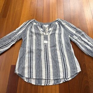Striped Boho Peasant Top in Navy and White by Velvet. Get it before summer hits